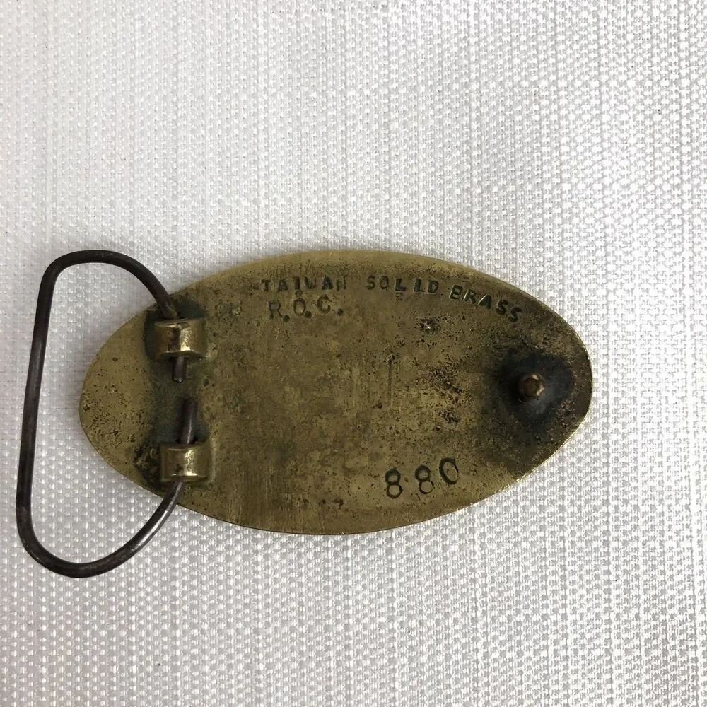 Vintage Oval Solid Brass Belt Buckle JEEP